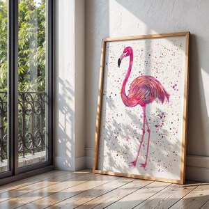 Flamingo Art Print: Colourful Animal Wall Decor image 1