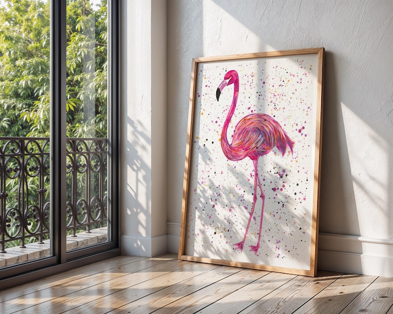 Flamingo Art Print: Colourful Animal Wall Decor image 1
