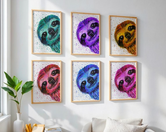 Colourful Sloth Art Print ‘Otto’