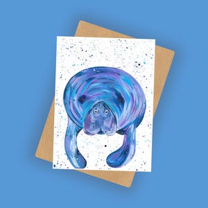 Manatee Greeting Card ‘Barry’, A6 10x15cm Blank Card, Cute Marine Animal Card, Sea Life Card, Birthday Card, Thank You Card, Thinking of You