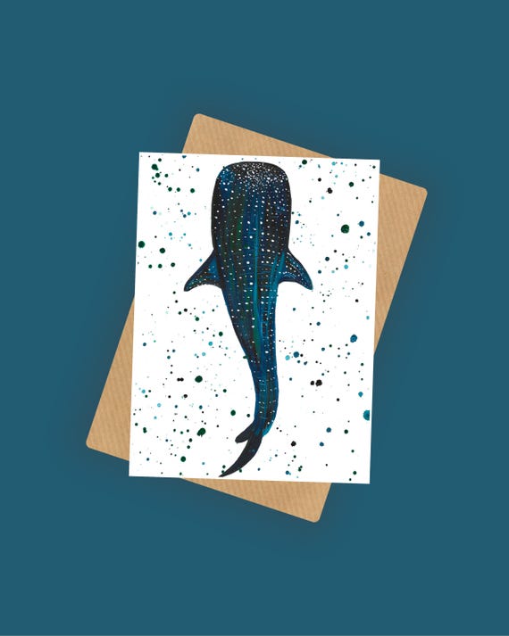 Whale Shark Greeting Card: Marine Wildlife Art - Blank A6 Card