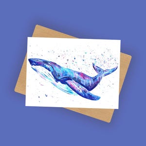 Whale Greeting Card ‘Alice’, A6 10x15cm Blank Card, Sea Life Card, Birthday Card, Wildlife Print Card, Any Occasion Card, Marine Life,