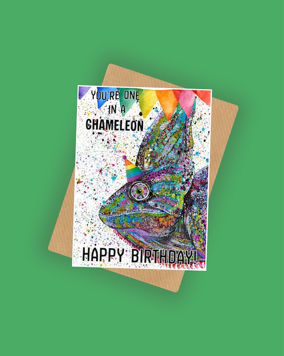 Chameleon Birthday Card