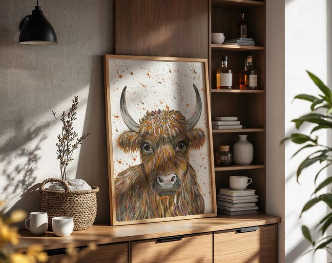 Highland Cow Art Print ‘Nellie’