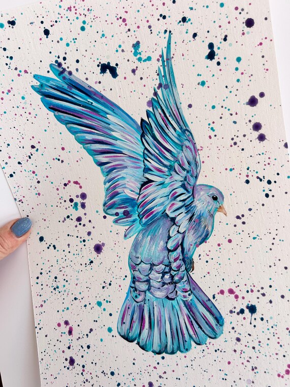 Hand Painted Dove Original Art, Bird Wall Art, Home Decor