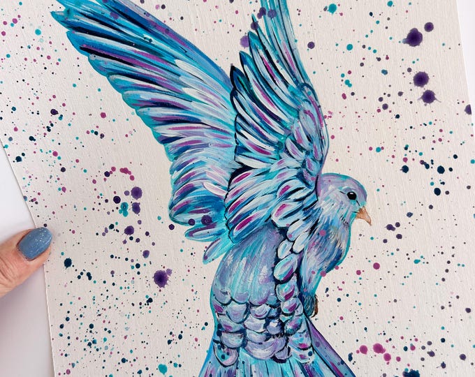 Hand Painted Dove Original Art, Bird Wall Art, Home Decor