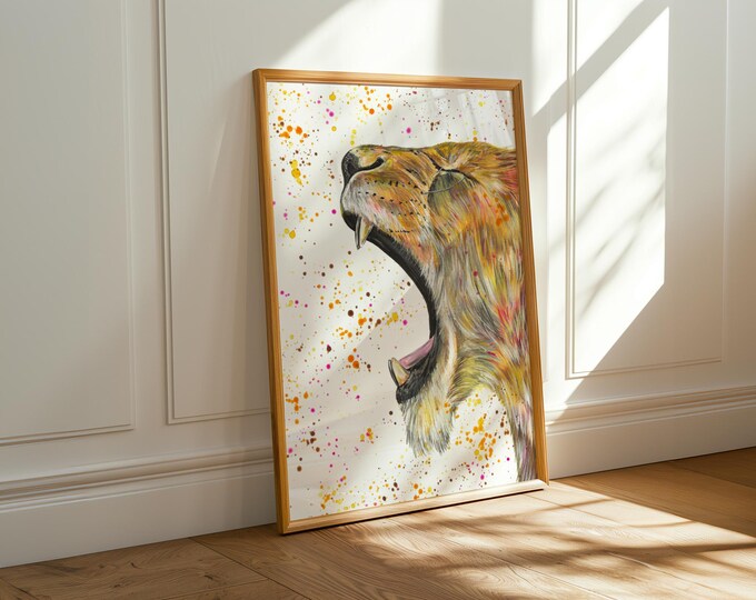 Roaring Lioness Art Print ‘Reeva’