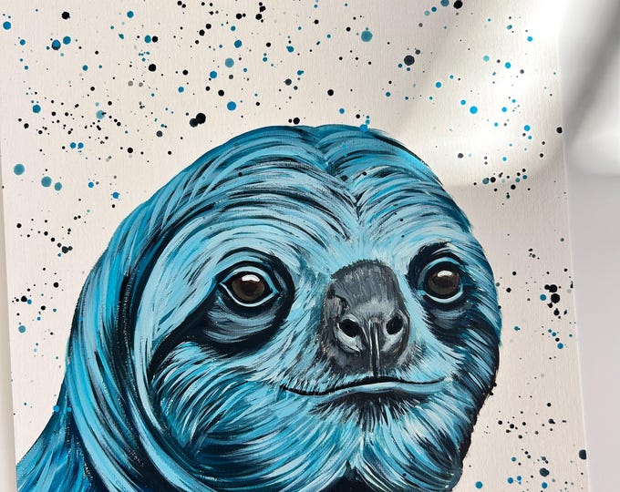 Original Sloth Painting, Acrylic Art by Emma LC, Original Art, Colourful Art, Sloth Gift,Sloth Painting, Sloth Decor, Abstract Art