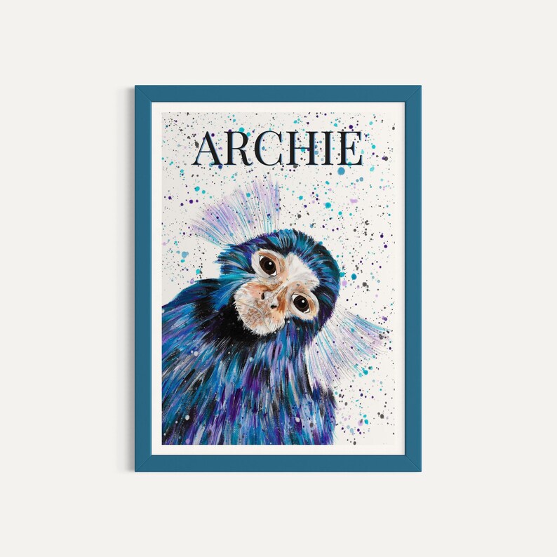Personalised Marmoset Art Print, Customisable Animal Name Print, Room
