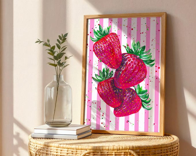 Strawberries Art Print: Vibrant Summer Wall Decor