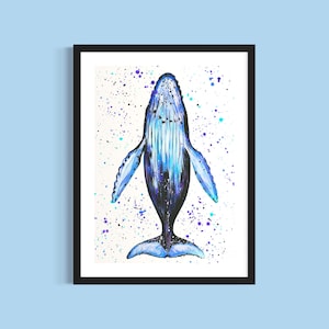 Humpback Whale Art Print ‘Lofty’, Sea Life Pictures, Beachside Prints, Whale Nursery Decor, Seaside Theme Painting, Coastal and Marine Art