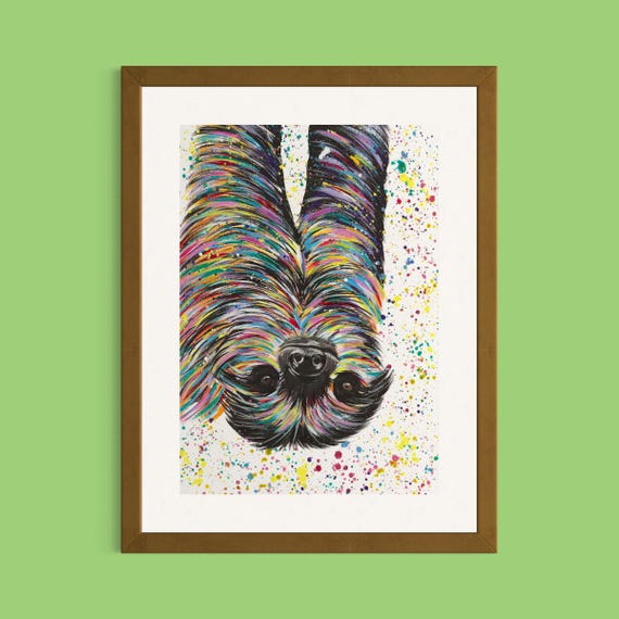 Hanging Sloth Art Print ‘Clive’