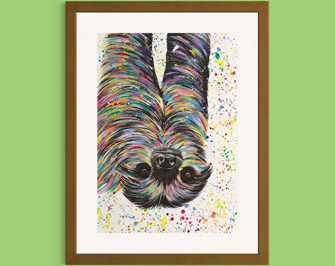 Hanging Sloth Art Print ‘Clive’