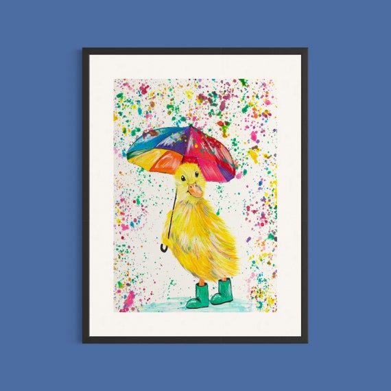 Umbrella Duckling Art Print