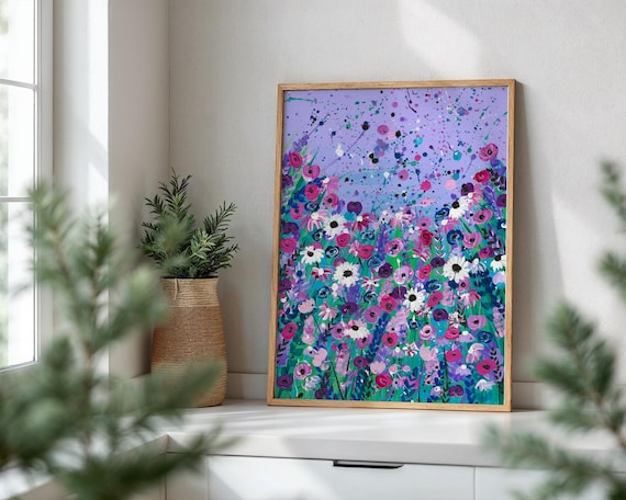 Purple Wildflowers Art Print ‘Bursting with Life’