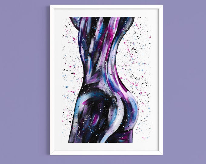 Custom Body Positivity Acrylic Painting, Curvy Female Form Art