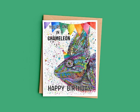 Chameleon Birthday Card