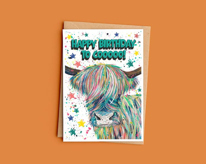 Highland Cow Birthday Card