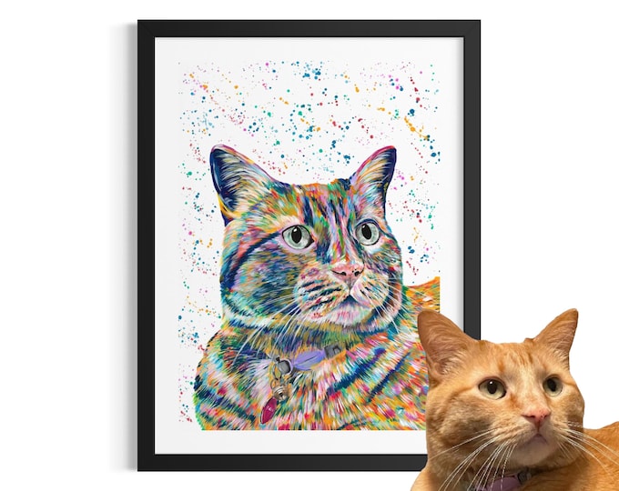Custom Colourful Acrylic Pet Portrait Painting: Unique Animal Art Commission