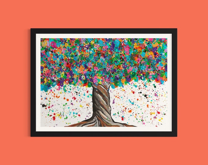 Vibrant Colourful Tree Art Print