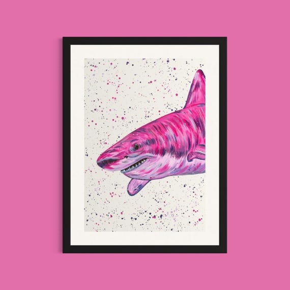 Hot Pink Shark Art Print ‘Ellie’