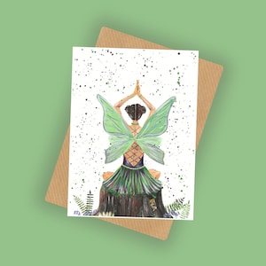 Yoga Fairy Card, Birthday, Thank You, Any Occasion, Yoga Gift Ideas, Small Greetings Card, Fairycore, Namaste Fairies, Card for Girls,