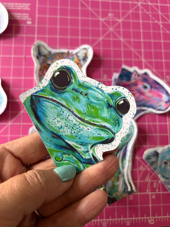 Glossy Vinyl Frog Sticker: Animal Laptop Decal