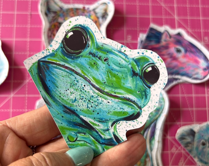 Frog Sticker, Vinyl Animal Decal, Sweet Amphibian Decal, Wildlife Stickers, Diary, Journalling Decal, Scrapbooking, Phone, Laptop