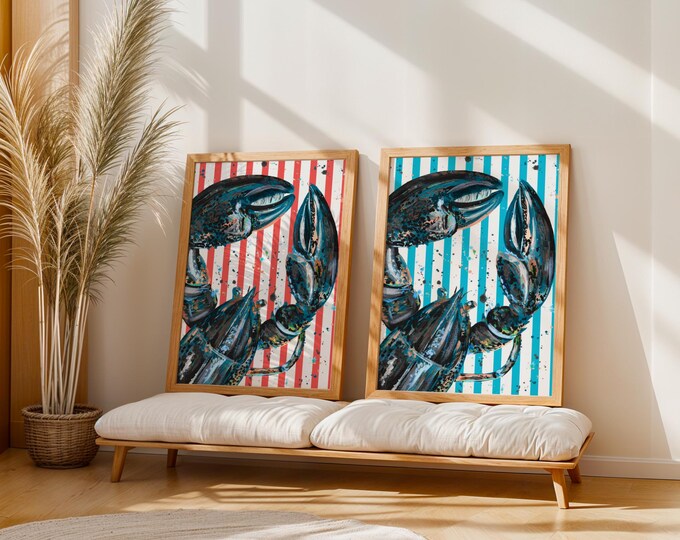 Striped Lobster Art Print