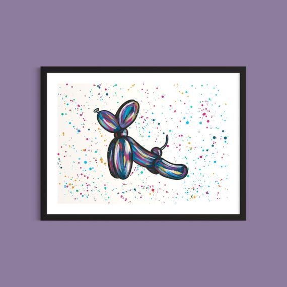 Balloon Dog Art Print, Downward Dog Pose