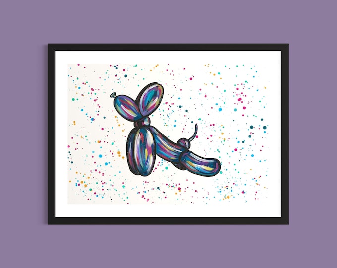 Balloon Dog Art Print, Downward Dog Pose