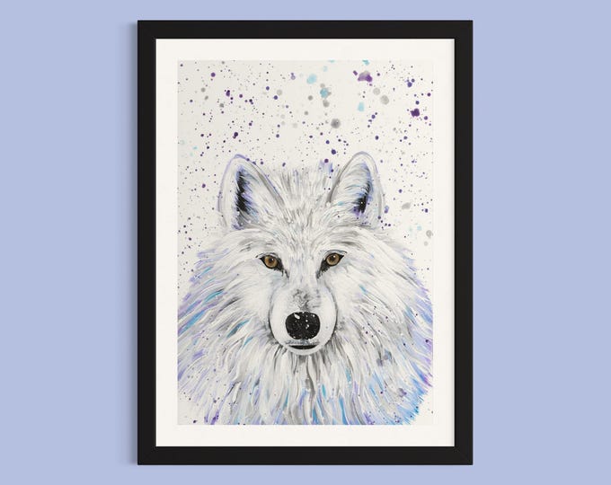 Artic Snowy Wolf Art Print ‘Amir’