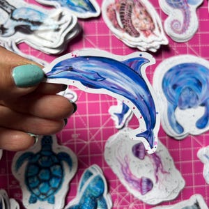 Dolphin Sticker, Vinyl Animal Decal, Sea Life Gifts, Small Journal Sticker, Ocean Wildlife Decal, Scrapbooking