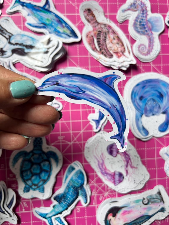 Dolphin Vinyl Sticker: Ocean Wildlife Decal for Laptop, Journal