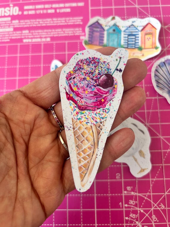 Ice Cream Vinyl Sticker: Glossy Food Decal for Journals