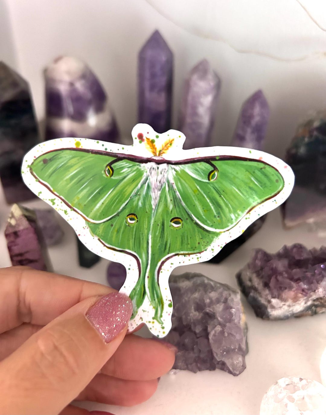 Luna Moth Sticker, Animal Decals, Colourful Insect Sticker, Glossy ...