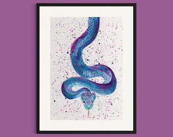 Snake Art Print: Gothic Serpent Painting, Reptile Wall Art