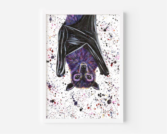 Original Bat Painting, ‘Ophelia’, Bat Art, Acrylic Painting, Gothic Art, Bat Decor, Quirky Wall Art, Unique Home Accessories, One Off Art