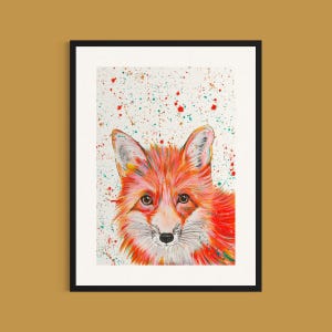 Fox Art Print: Colorful Wildlife Painting, Whimsical Wall Decor
