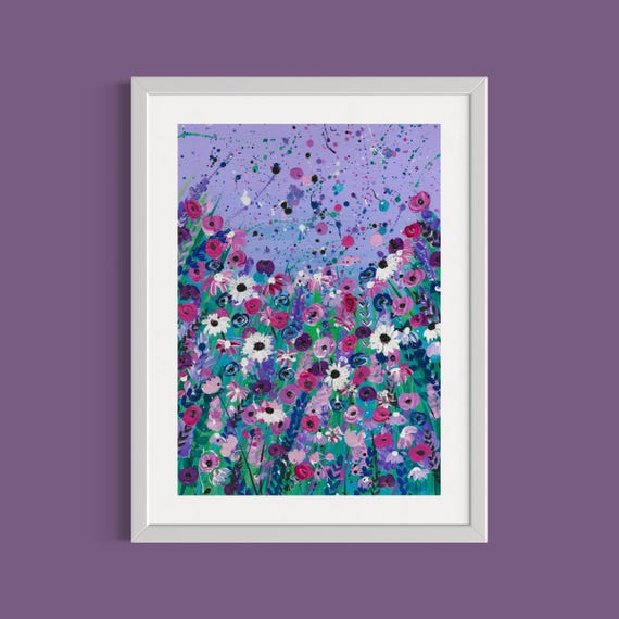 Purple Wildflowers Art Print ‘Bursting with Life’