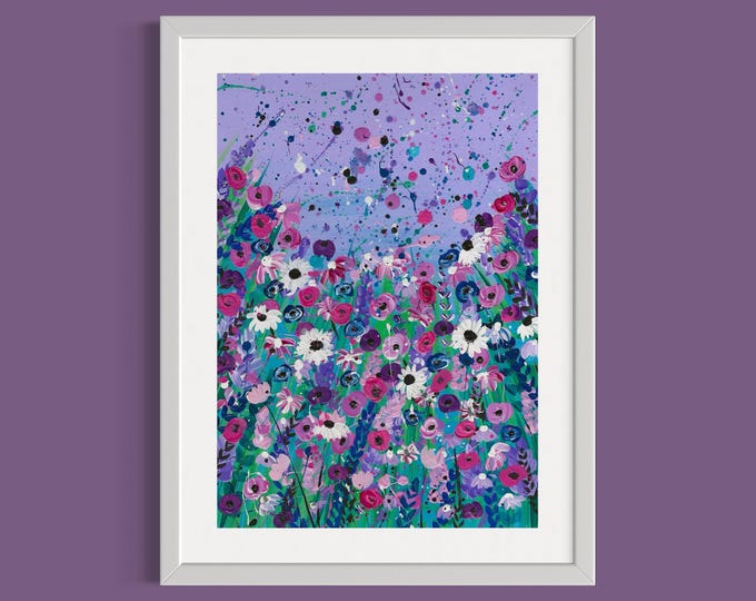 Purple Wildflowers Art Print ‘Bursting with Life’