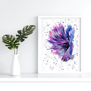 Betta Fish Art Print: Colourful Fighter Fish Painting 画像 6
