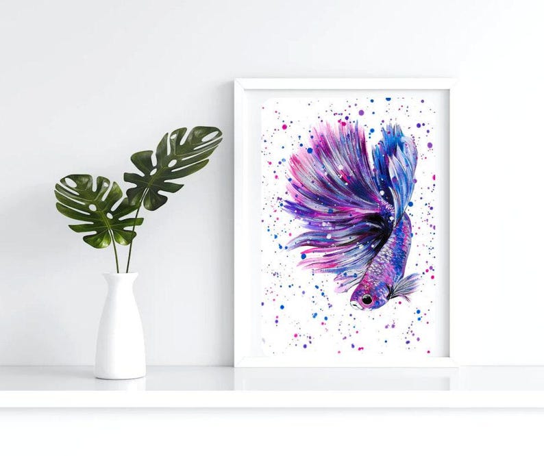 Betta Fish Art Print: Colourful Fighter Fish Painting 画像 6