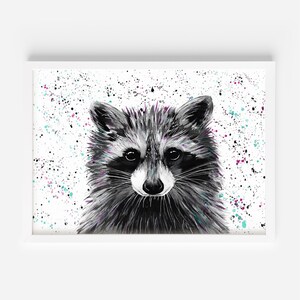 Raccoon Art Print: Colourful Wildlife Painting, Kids Nursery Decor image 8