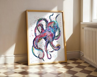 Octopus Art Print 'Ollie': Colourful Ocean Nursery Wall Art
