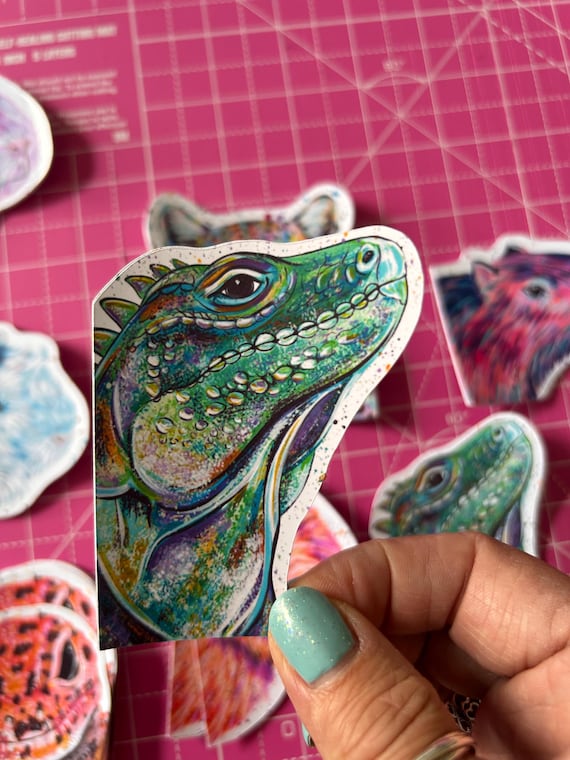 Iguana Vinyl Sticker: Reptile Decal for Laptop, Phone, Journal