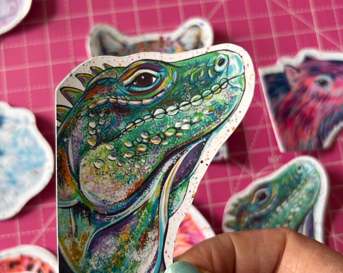 Iguana Sticker, Vinyl Animal Decal, Reptile Decal, Wildlife Stickers, Diary, Journalling Decal, Scrapbooking, Phone, Laptop