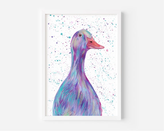 Runner Duck Original Acrylic Painting, Country Home Decor, Colourful Art, Pastel Art, Farmhouse Decor, Wall apart, Unique Gift,