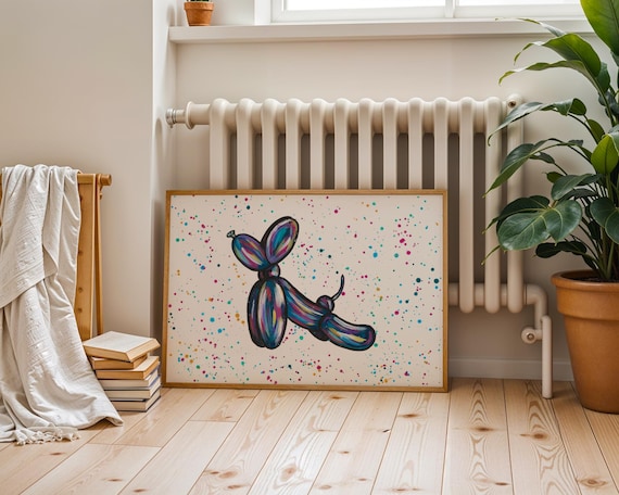 Balloon Dog Art Print, Downward Dog Pose