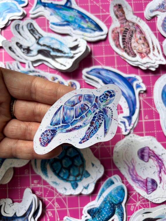 Sea Turtle Vinyl Sticker: Ocean Life Decal, Journaling, Laptop